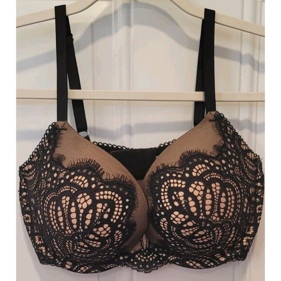 Victoria's Secret Other - Victoria's Secret Dream Angels Push Up Black Lace Nude Bra 34DD Sexy Lingerie
